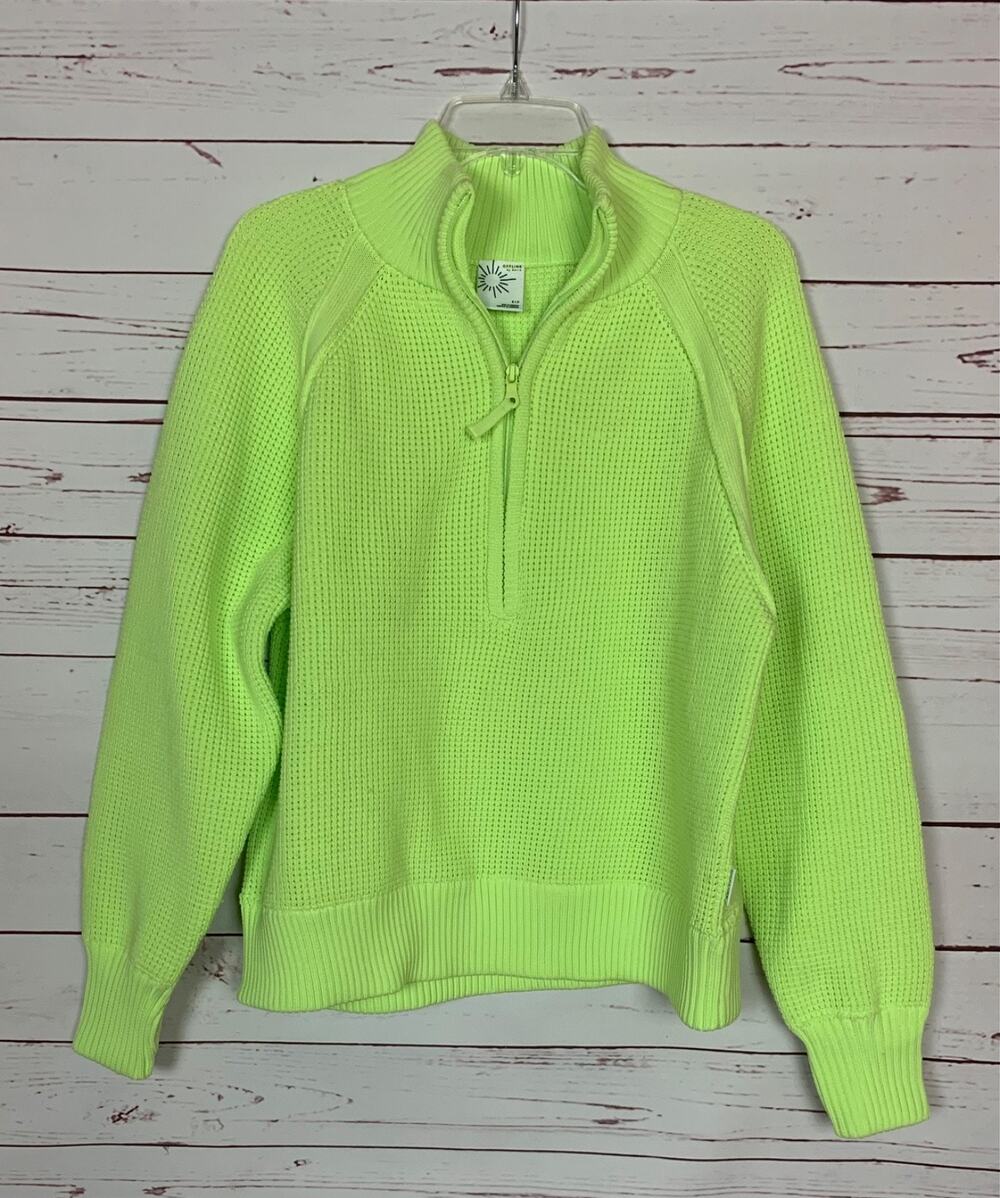 Offline By Aerie Women's S Small Lime Neon Green 1/2 Zip Cute Pullover Sweater